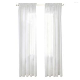 Curtain Window White Sheer Curtains 90 Inches Long 2 Panels Clear Basic Rod Pocket Panel