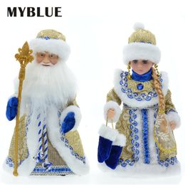 Decorative Objects Figurines Year 30cm Christmas Ornaments Electric Santa Claus Snow Maiden Musical Dancing Gift Decoration for Home Navidad 230530