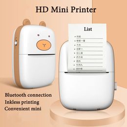 Printers Portable Mini Thermal Printer Cute Print Photo Wireless Bluetooth Student Note Printing Wireless Bluetooth Android IOS Printers