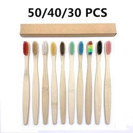 Toothbrush 50/40/30pack Bamboo Toothbrush Adults Soft Bristles Biodegradable PlasticFree Toothbrushes Low Carbon Eco Bamboo Handle Brush