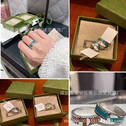 designer jewelry bracelet necklace ring glue dropping men's women's rings buckle each other. Love green enamel Sterling couple ringnew jewellery high quality