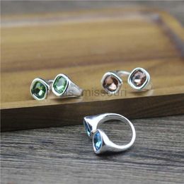 Band Rings Creative Design Geometric Irregular Open Rings for Women Personality Stainless Steel Sapphire Rings Wedding Engagement Ring J230531