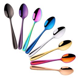 Creative 304 Stainless Steel Spoons Plated Coffee Tea Spoon Flatware Stirring Teaspoon Sugar Ice Cream Kitchen Tools