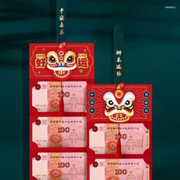 Greeting Cards 8pcs 2023 Year Tiger Red Envelopes Folding Card Position Marriage Spring Festival Money Pockets HongBao Paper For Party