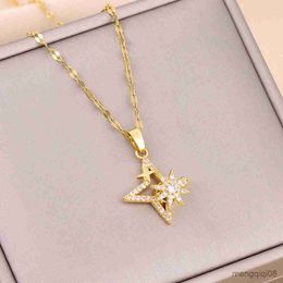 Pendant Necklaces New In Rotatable Zircon Crystal Lucky Star For Women Trendy Female Stainless Steel Chain Ladies