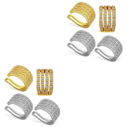 Pendant Necklaces 8 Pcs Cuff Earrings Women Girls Sparkling Cubic Zirconia Ear Cuffs Non- Jewelry