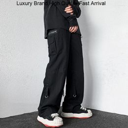 Men's Pants Black Men's Grey Trend Fashion Clothing Ribbon Cargo Pant Loose Jogger Man Straight Trousers Sweatpants For Men Streetwear
