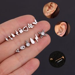 1PC 100% Stainless Steel Ear Small Piercing Stud Lightning Eye Snake Cartilage Earrings Helix Tragus piercing Rook Jewellery