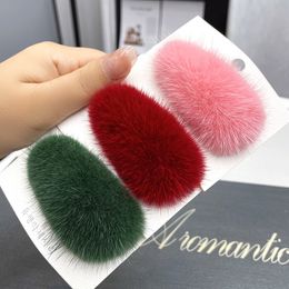 Cute Women Girls Real Mink Fur Hair Clip Hair Claw Hair Pin Bobby Pin Hairball