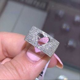 Band Rings Cute Heart Big Band Ring with Bling Zircon Stone for Women Wedding Engagement Fashion Jewelry J230531