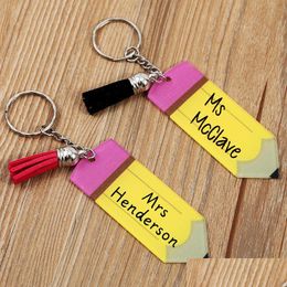 Party Favour Diy Pencil Keychain Blank Acrylic Keyring With Tassel Backpack Hanging Pendant Drop Delivery Home Garden Festive Supplies Dhjos