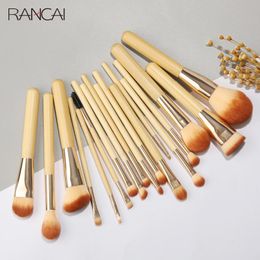 Brushes RANCAI 18 PCS Makeup Brushes Sets Wood Cosmetic Eyeshadow Foundation Powder Blush Eye Make Up Brush Blending Beauty Tools Kits