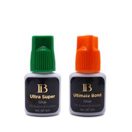 Tools 5ml IB Ultra super Korean Black glue for eyelashes extensions glue false eyelash glue green orange cap fast dry eyelash glue OEM