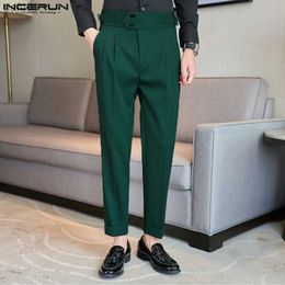 Men's Pants 2023 Men Pants Solid Color High Waist Korean Button Joggers Casual Trousers Men Streetwear Fashion Long Pants S-5XL INCERUN L230520