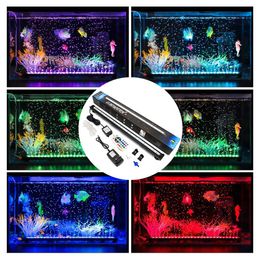 Lightings DOCEAN Fish Tank Lighting 1848CM EU/US Plug 5050 RGB LED Aquarium Air Bubble Light Fish Tank Bar Light Aquatic Submersible Lamp