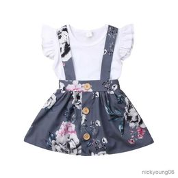 Clothing Sets 0-24M Newborn Girls Ruffles Clothes Outfits Casual Sleeveless Romper Belt Skirts 2Pcs Summer Baby Set