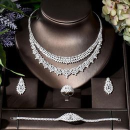 Necklace Earrings Set Fashion Latest Bridal Wedding Jewellery High Quality Geometric Design Women Anniversary 4pcs Bijoux N-833