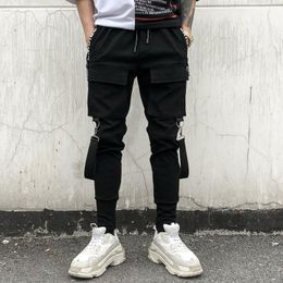 Pants New Black Cargo Pants Hip Hop Boys MultiPocket Harem Men Streetwear Punk Pencil Trousers Jogger Male Korean Style Personality