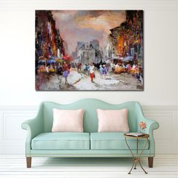 Handmade Impressionist Canvas Art Market Square Willem Haenraets Oil Painting Romantic Artwork for Wall Decoration