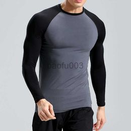 Мужская футболка фитнес-рубашка мужская футболка спортивная сжатие с длинным рукавом.