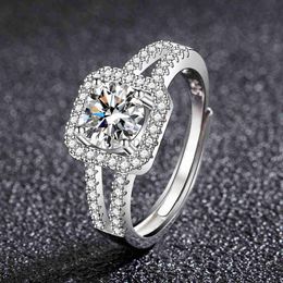 Band Rings 925 Sterling Silver Open Ring CZ Simulated Stackable Ring Platinum Plated Eternity Bands for Women J230531