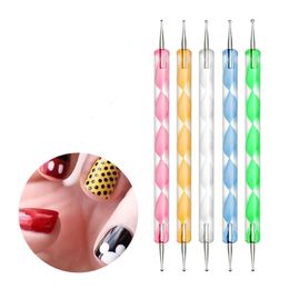 Dotting Tools 5 Sets of Nail Art Double-headed Point Drill Pen Nail Chain Link Flower Dot Painting Drawing DIY Professional Nail Acrylic Tool