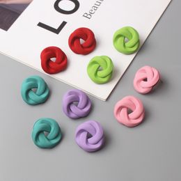 7Colors Metal Twisted Stud Earrings For Women Simple Macaro Candy Statement Knot Geometric Earing Party Jewelry Pendientes Gift