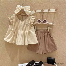 Clothing Sets Casual Ruffles Baby Girls Vest and Shorts Suit Summer Set Vintage Children Outfits