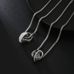 Pendant Necklaces Stainless Steel Round Hoop Necklace For Women Men Fashion Casual Hip Hop Neck Chain Couple Jewelry Gift