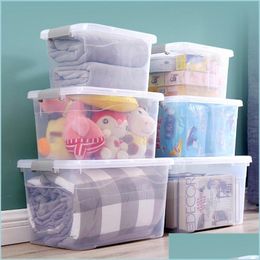 Storage Boxes Bins 5L 10L 20L Stack Pl Plastic Keepbox With Attached Lid Sealed Moistureproof Semi Clear Container Drop Delivery H Dh6Hm