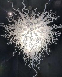 Home Decoration Industrial Hanging Lamp Pendant Chandelier Hand Blown Glass Art Lighting 40 Inches White Color Lights