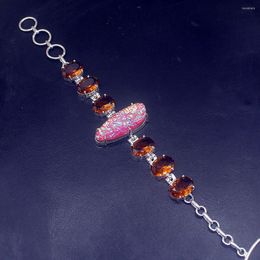 Link Bracelets Hermosa Jewellery Dichroic Glass Honey Topaz Sunshine Silver Colour Charms Chain Links For Women 20cm 20234839