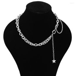 Pendant Necklaces Star Chain Necklace For Men Women Stainless Steel 2-Layers Gothic Fashionable Charms Tassel Choker Christmas Gift