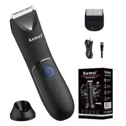 Trimmer Kemei Washable Groin Hair Trimmer For Men Women Waterproof Wet Dry Clipper Pubic Armpit Body Hair Hygiene Razor Trimmer KM1838