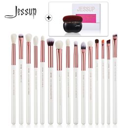 Brushes Jessup Makeup Brushes Set 15pcs Eye Brushes set Naturalsynthetic Eyeshadow Eyeliner Eyebrow Blending Pearl White T217