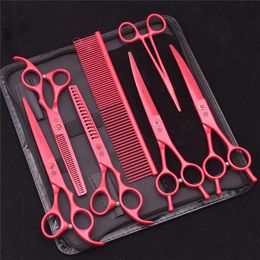 Tools 7.0 Pet Grooming Scissors Kit Dog Cat Fish Bone Thinning Hairdressing Shears Set Curved Cutting Tools Hemostatic Forceps Z3102#