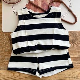 Clothing Sets Boy Outfit Cotton Striped Vest and Short Pants Pieces Summer Children Back To School Kids