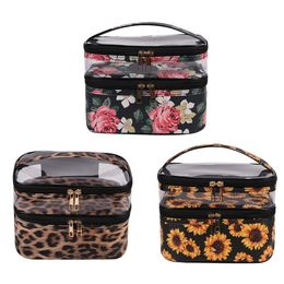 Bags Double Layer Women Cosmetic Makeup Bags Toiletry Case Pouch Storage Bags Box Make Up Cases Organizer