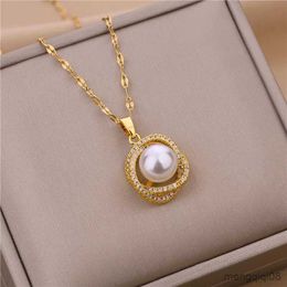 Pendant Necklaces Sweet Elegant Crystal Pearl Women Ladies Wedding Jewellery Fashion Female Chain
