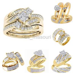 Band Rings 3 or 2 Pcsa simple ring set! Romantic Heart Zircon Engagement Ring Set suitable for women's wedding party Jewellery accessories J230531