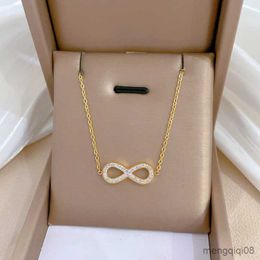 Pendant Necklaces Fashion Simple Stainless Steel Necklace for Women Classic Lucky Zircon Love Forever Jewelry Birthday Gift