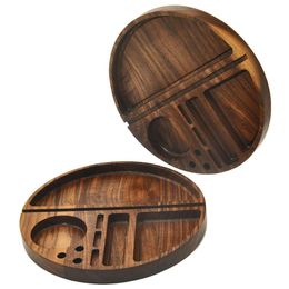 Accessories Wooden Rolling Tray With Groove Diameter 218Mm Natural Wood Smoking Tobacco Roll Trays Drop Delivery Home Garden Househo Dhks2