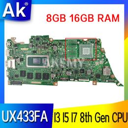 Motherboard UX433FA Motherboard For ASUS Zenbook 14 UX433F UX433FN U4300F UX433 Laotop Mainboard I3 I5 I7 8th Gen CPU 8GB 16GB RAM