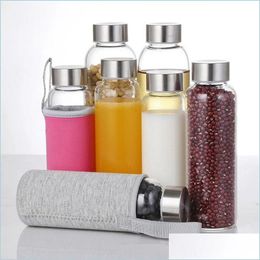Water Bottles Glass Bottle With Protective Bag 550Ml Outdoor Bike Drinkware Drop Delivery Home Garden Kitchen Dining Bar Dhncw