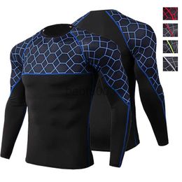 Men's T-Shirts Men's Sports Long Sleeve T-shirts Running Training Compression Tight Gym Shirts Men Stretchy Fitness T-shirt Husband Rashguard J230531