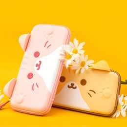 Bags Pink Cat Switch Storage Bag Silicone Ear Protective Box PU Hard Cover Shell Carrying Case For Nintendo Switch OLED Accessories