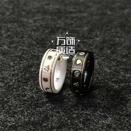 20% off 2023 New designer jewelry bracelet necklace black-and-white ceramic sign 18K bee planet couple ring