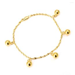 Charm Bracelets 21cm Cute Beads Pendant Bracelet For Women Kids Girls Chain Gold Color Diy Charms Anklet Chains Jewelry Gift Her