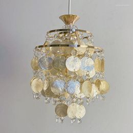 Pendant Lamps 2023 Luxury Shell Chandelier Lighting For Living Room Bedroom Lamp LED Lustres Fixture Gold Chrome Hanglamp Luminaire