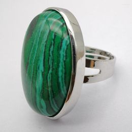 Cluster Rings Green Malachite Stone Oval Bead GEM Finger Ring Jewellery Size 8-9 X116